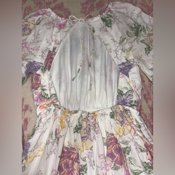 Divided H&M Floral Open Back Long Sleeve Mini Cotton Dress Women’s S - Picture 11 of 14